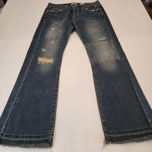 Levi's Limited Edition Distressed Patched Embroidered Boot Cut Jean  Size 9 (34)